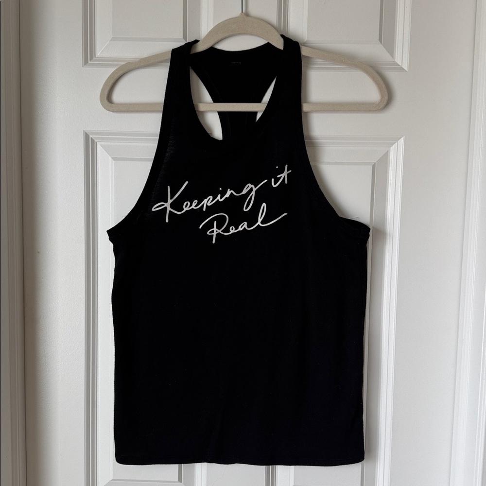 Lorna Jane Women’s Keeping It Real Racerback Tank Top - Small - Black